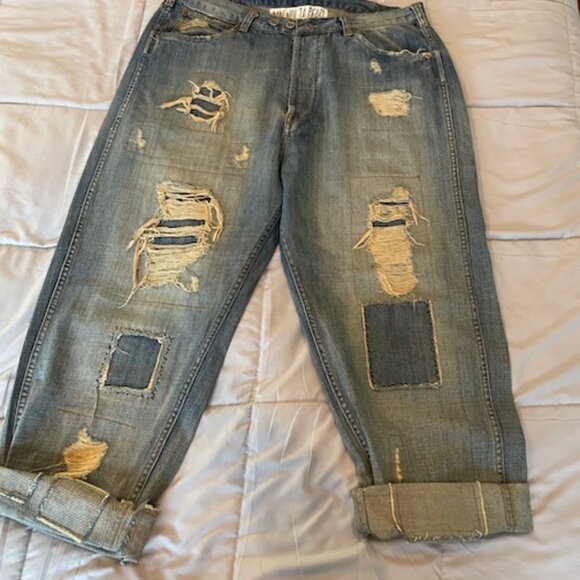 Magnolia Pearl Miners Denim Pants 213 Rare Distressed Mending Patching Destroyed - Picture 3 of 16